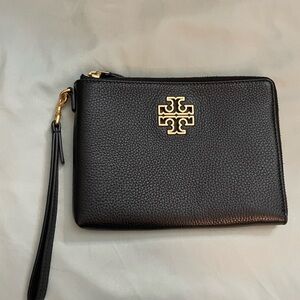 Tory Burch Black Clutch with Gold Emblem